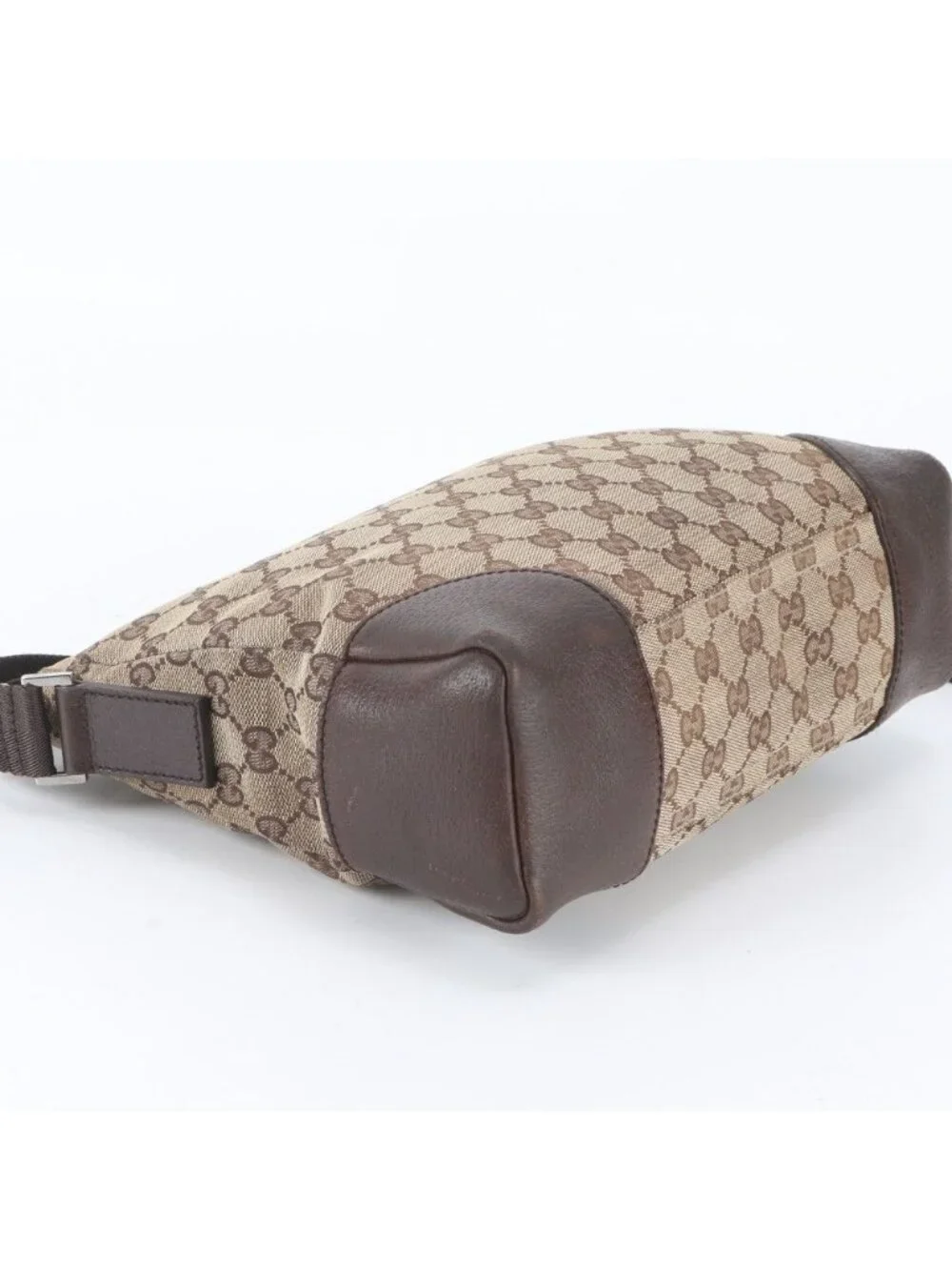 Gucci GG Canvas Leather Shoulder Bag Crossbody Messenger Brown